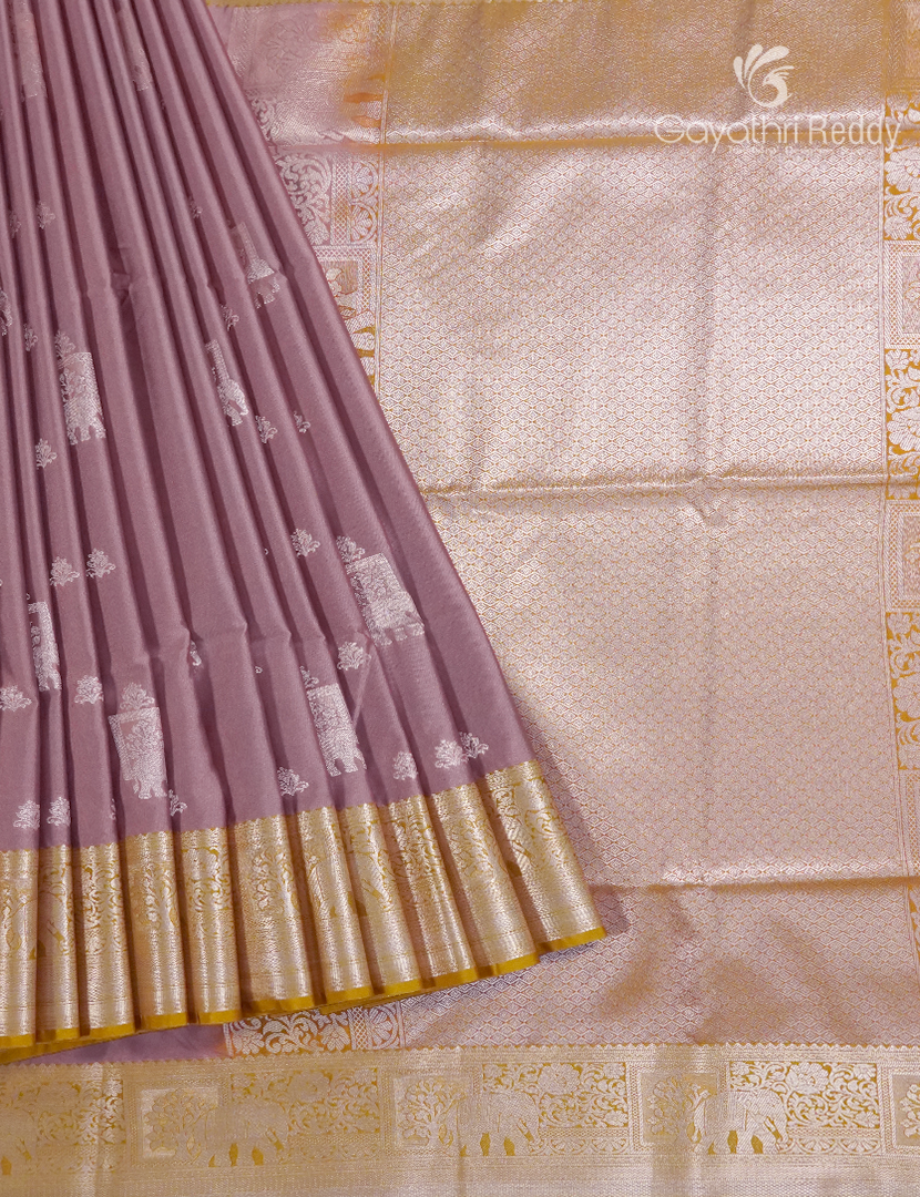 Soft Silk Saree in Mauve and Deep Mustard
