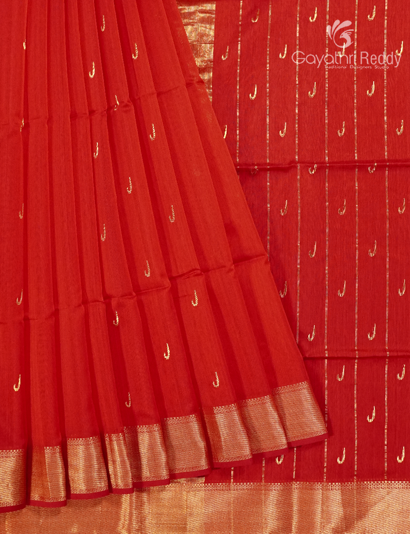 Pure Chanderi Sico Saree in Red