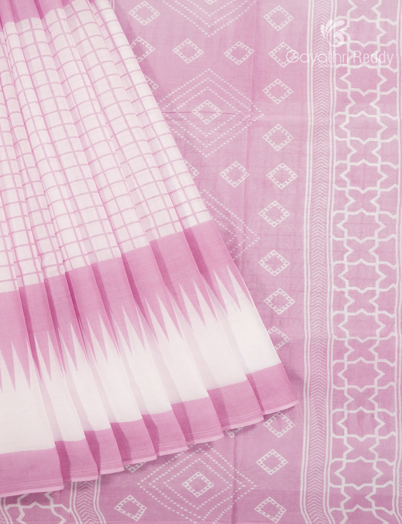 Pure MulMul Cotton Saree in Cream and Baby Pink