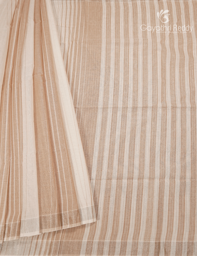 Pure Kanchi Cotton Saree in Cream and Beige
