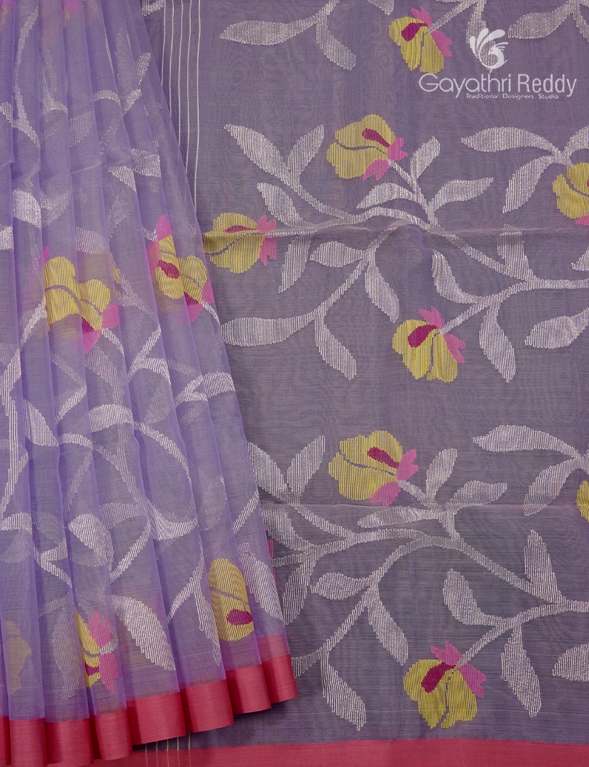 Pure Jamdani Kora Saree in Lavender