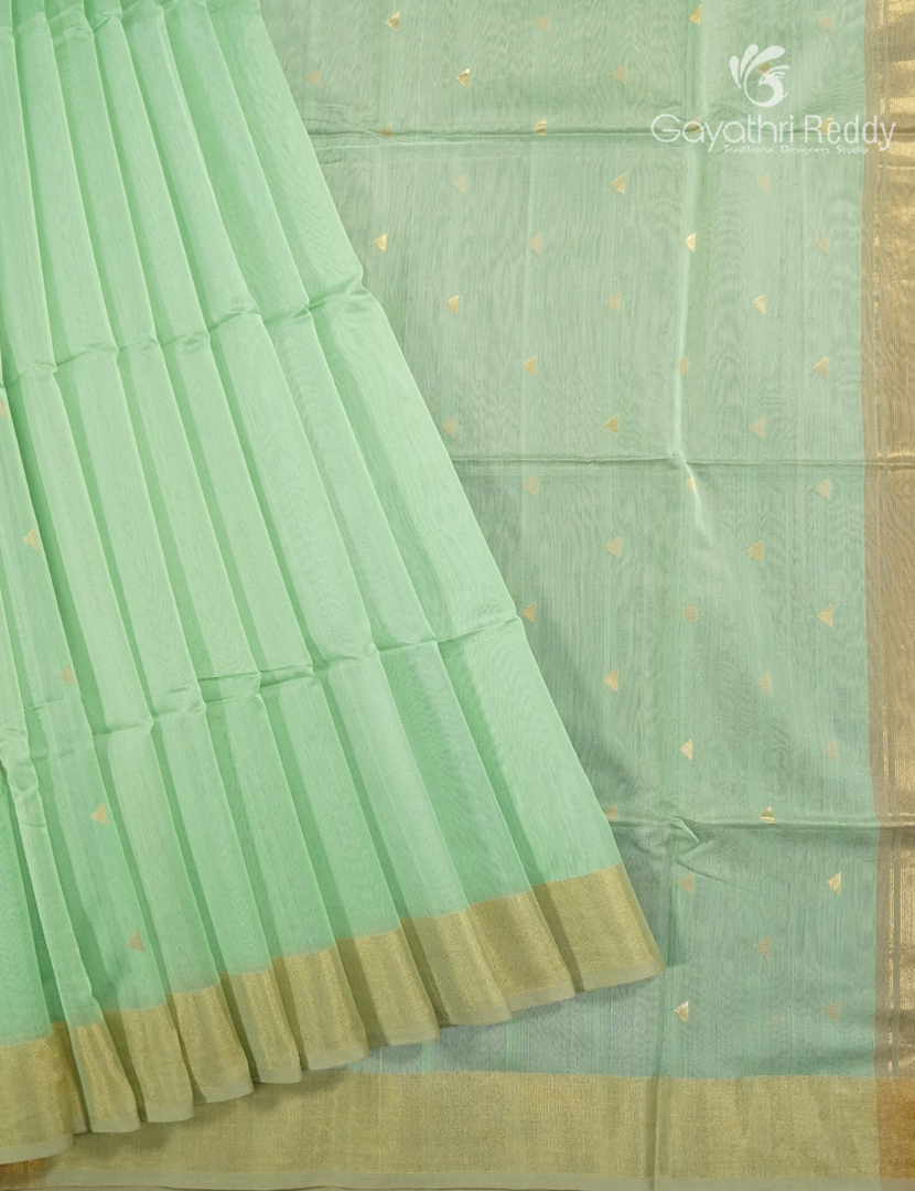 Pure Chanderi Sico Saree in Pastel Pista Green