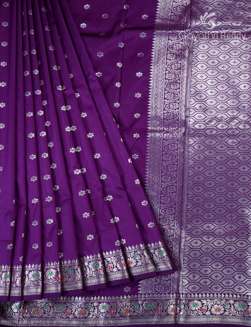 Semi Banaras Katan Silk Saree in Purple