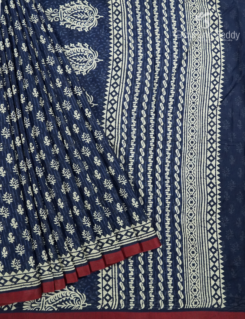 Vidharbha Cotton Saree in Indigo Blue