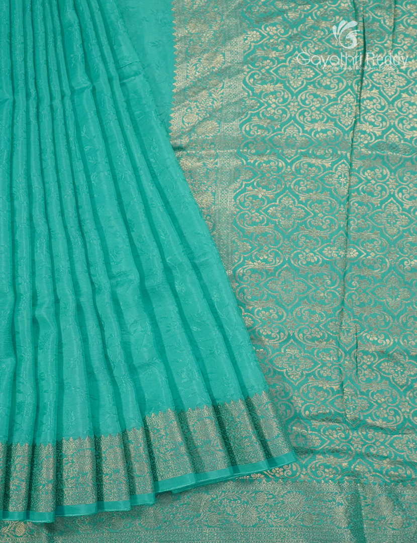 Semi Mysore Crepe Saree in Aqua Blue