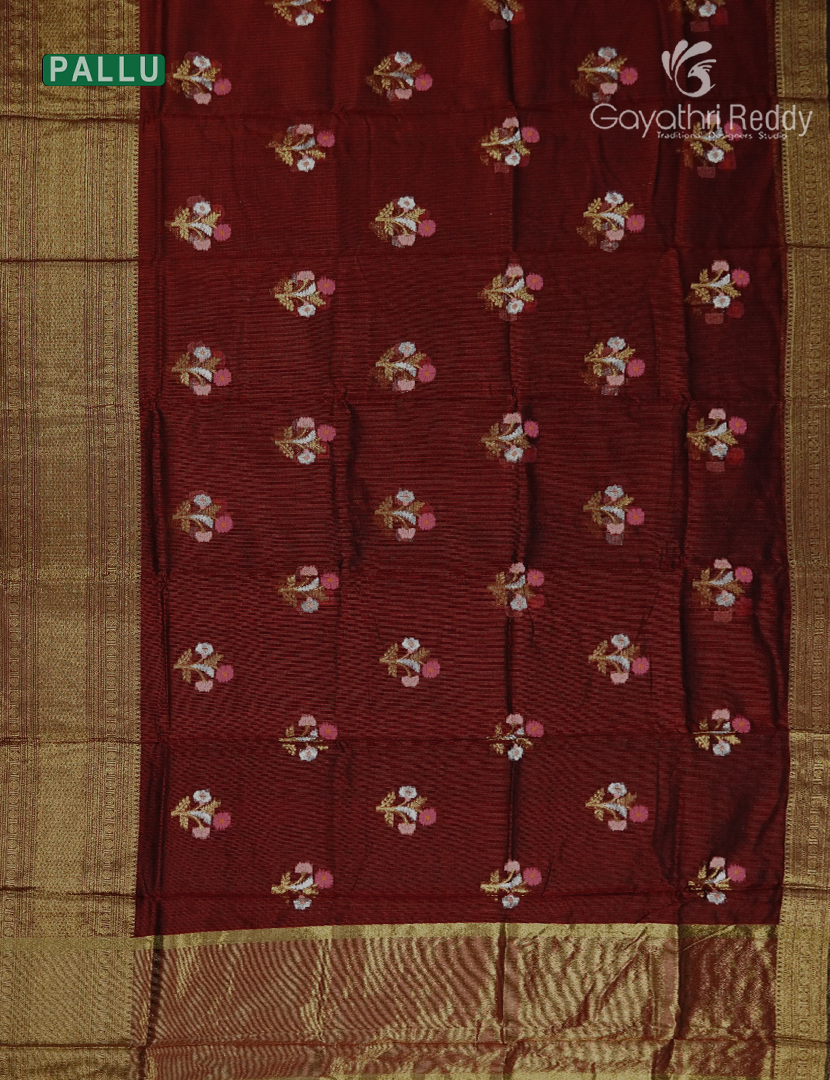 Pure Silk Kota Saree in Maroon