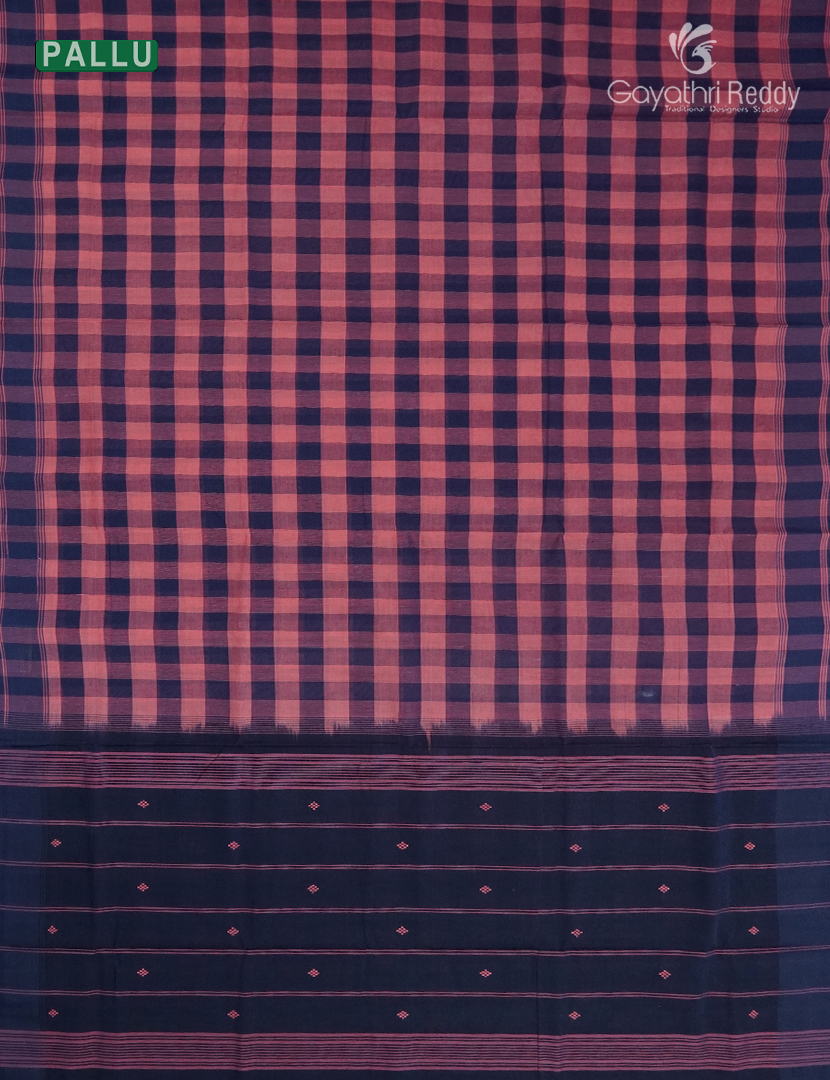 Pure Kanchi Cotton Saree in Peach Pink and Black