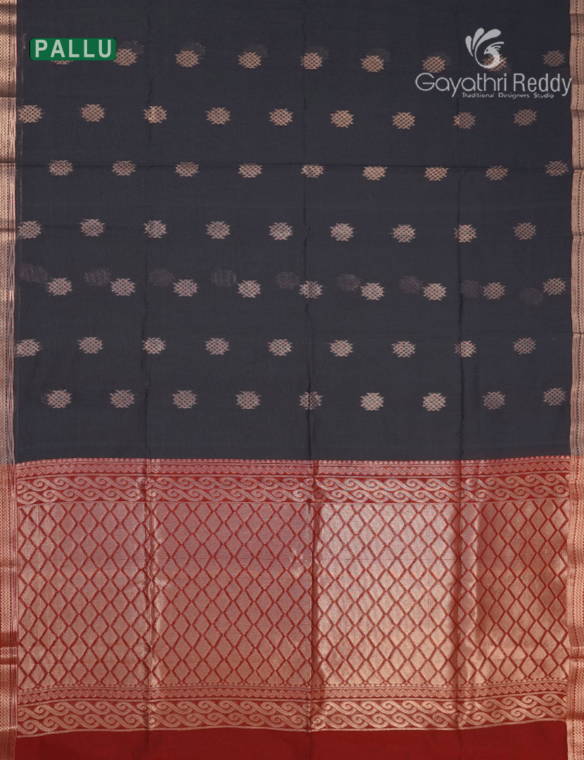 Kanchipuram Sico Saree in Black and Maroon Red