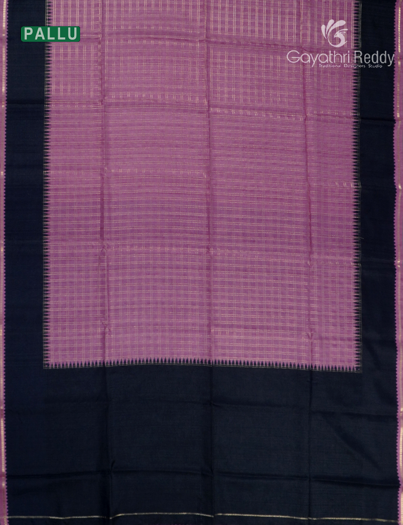 Semi Tussar Saree in Onion Pink and Black