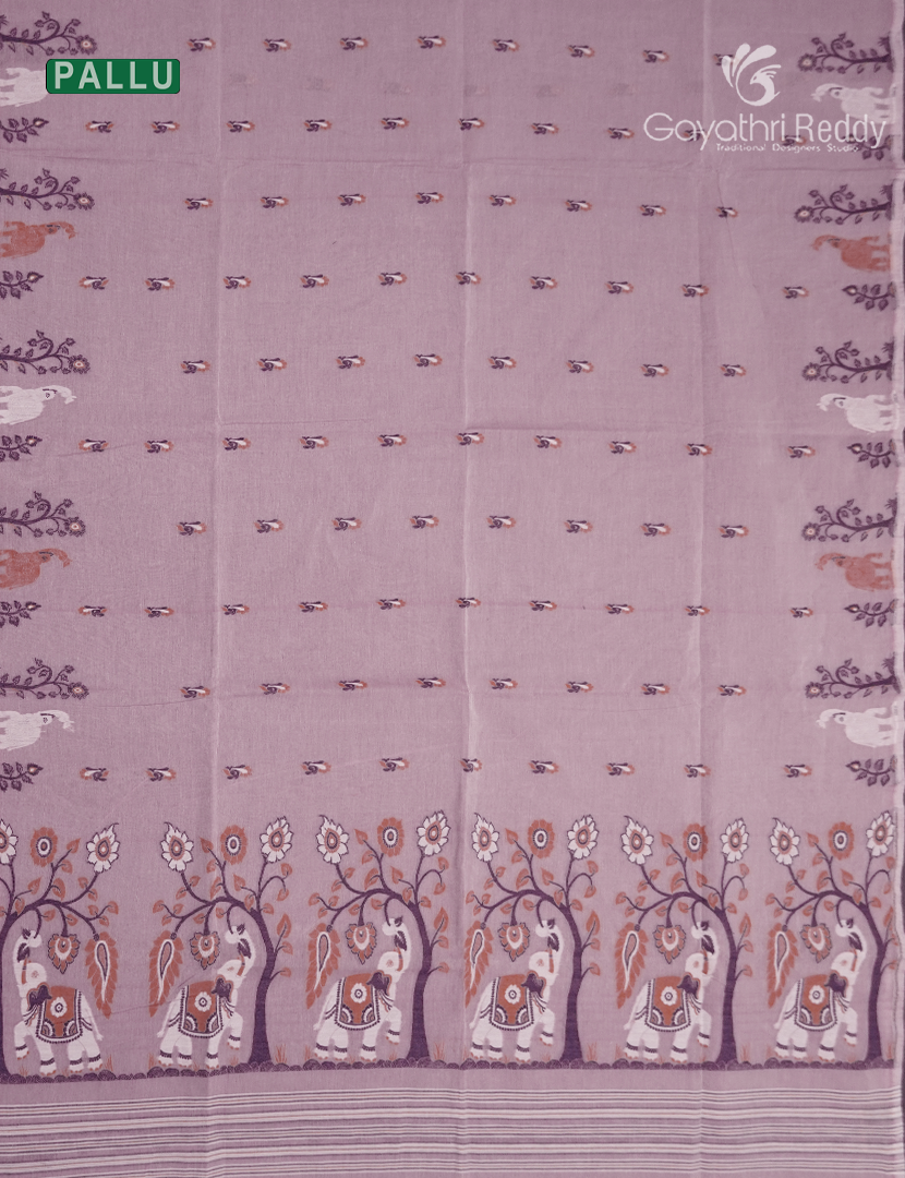 Jamdani Cotton Saree in Baby Pink
