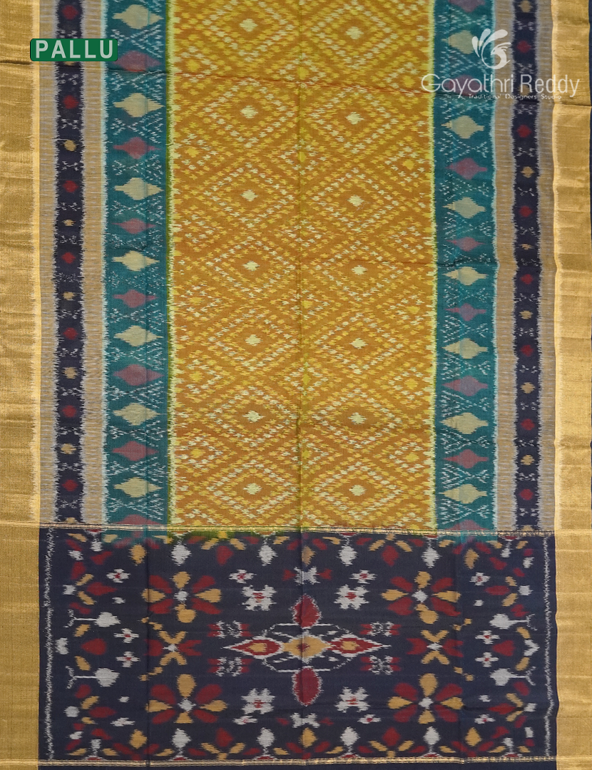 Kanchipuram Sico Saree in Mustard and Navy Blue
