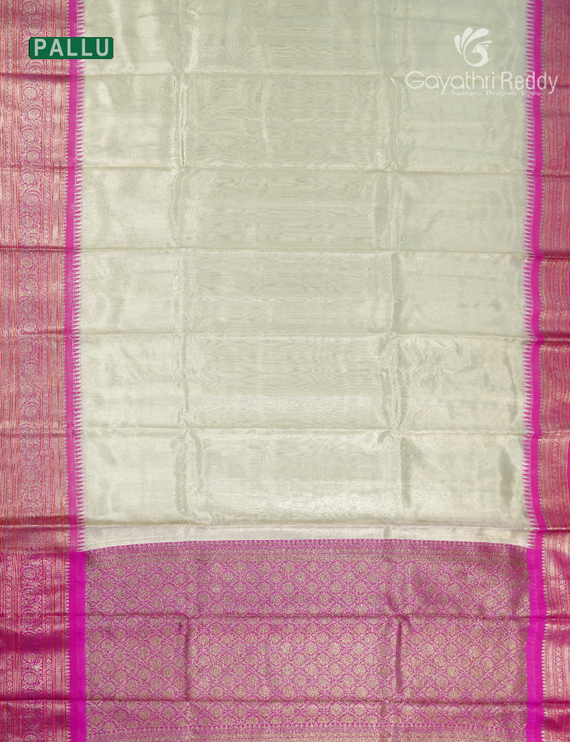 Semi Tissue Gadwal Saree in Cream and Rani Pink