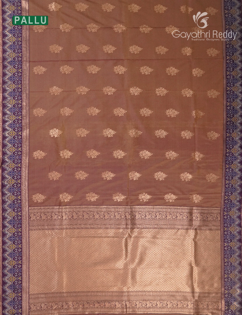 Semi Kanchipuram Art Silk Saree in Earthy Brown