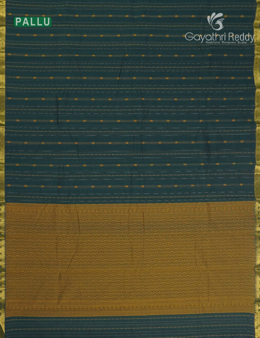 Pure Kanchi Cotton Saree in Deep Peacock Blue