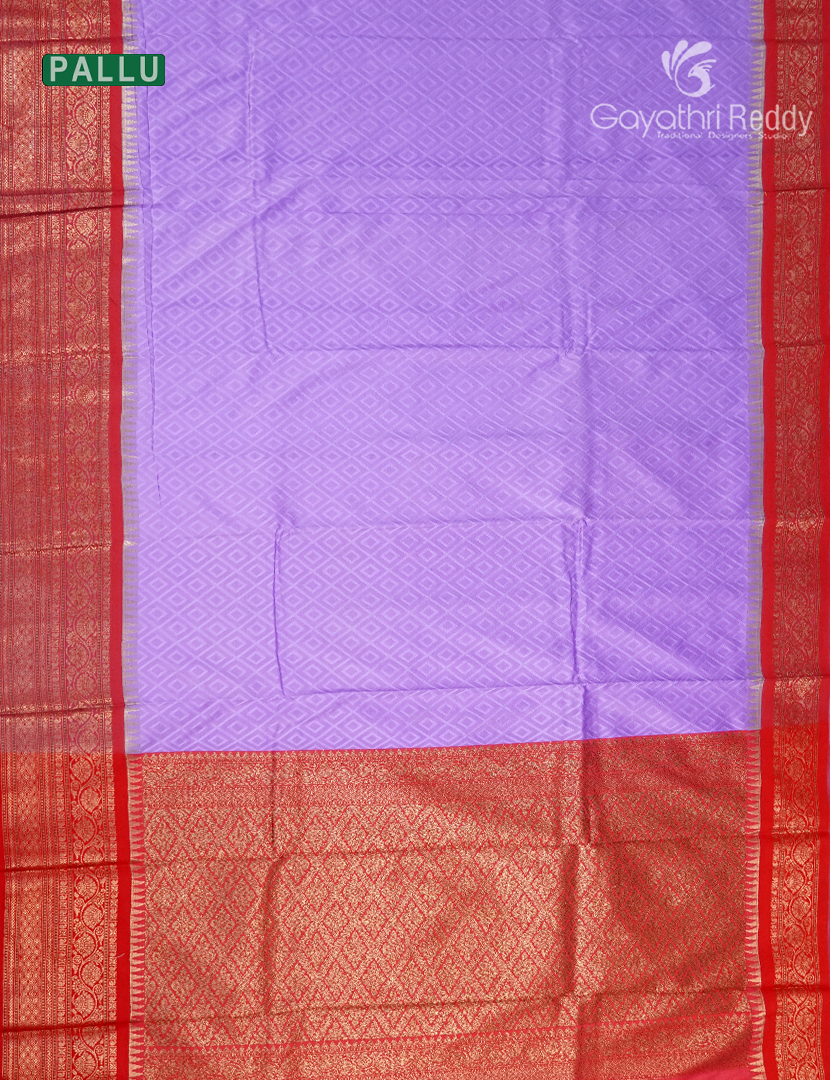 Semi Katan Silk Saree in Lavender and Red