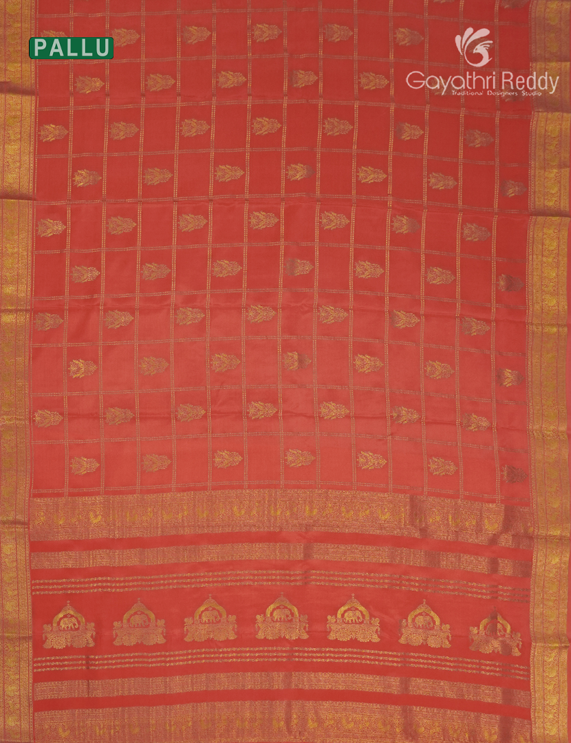 Pure Mysore Silk Saree in Peachish Orange