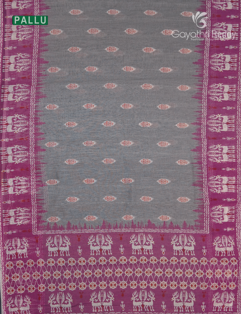 Linen Cotton Saree in Grey