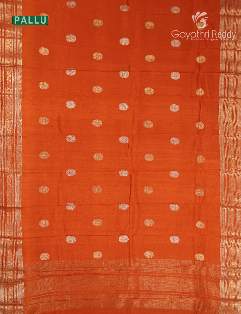 Semi Mysore Crepe Saree in Orange