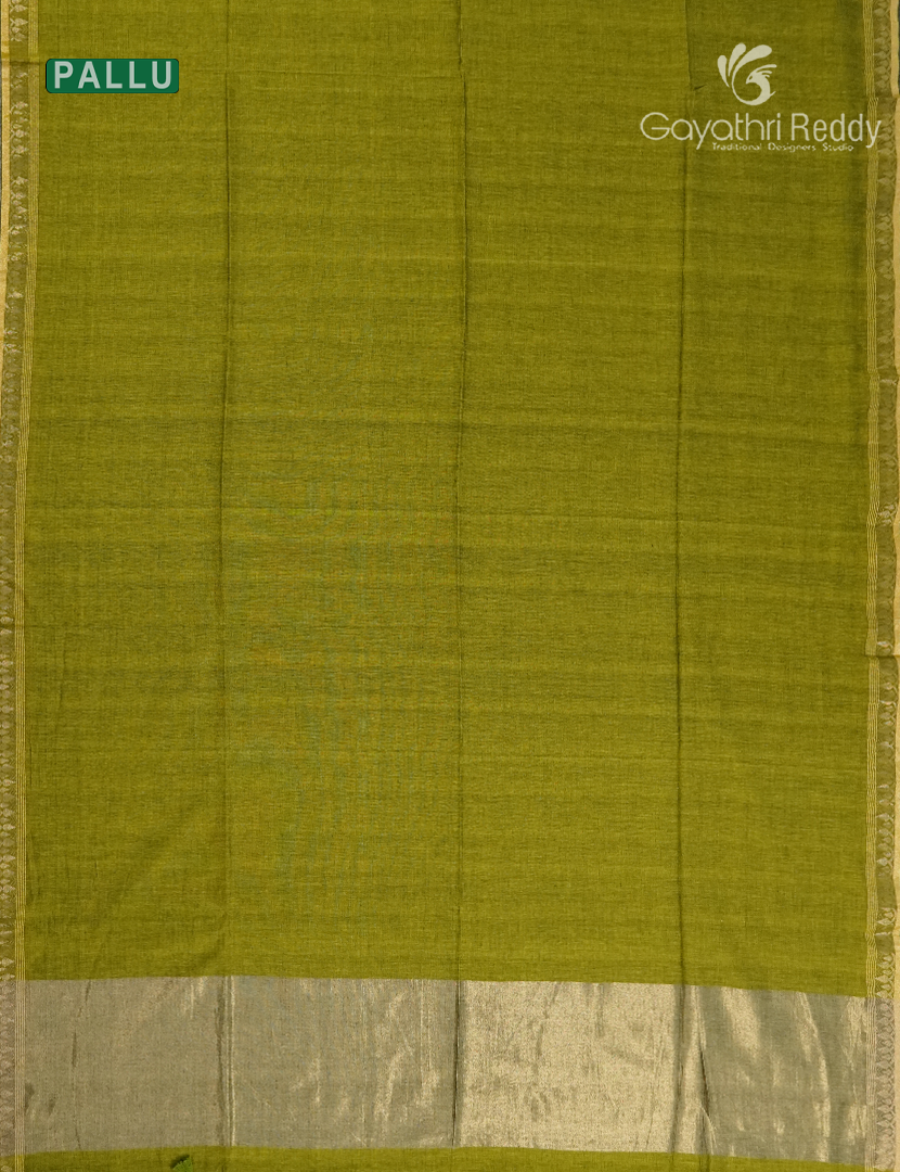 Jamdani Cotton Saree in Mehendi Green