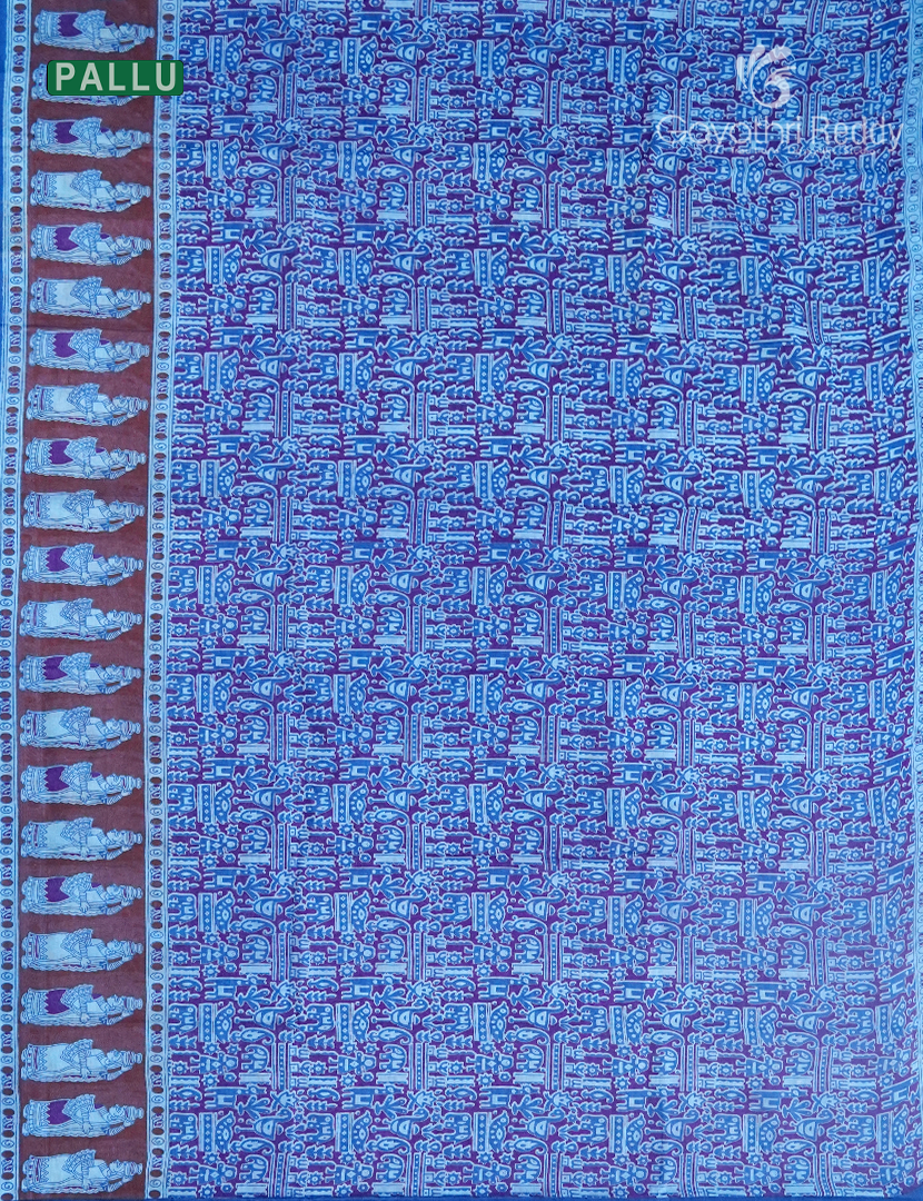 Pure MulMul Cotton Saree in Powder Blue and Maroon