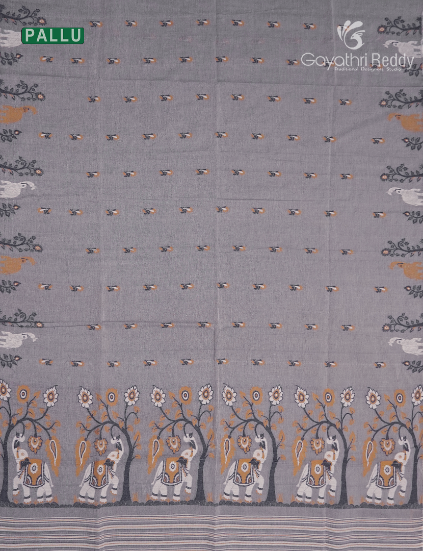 Jamdani Cotton Saree in Grey