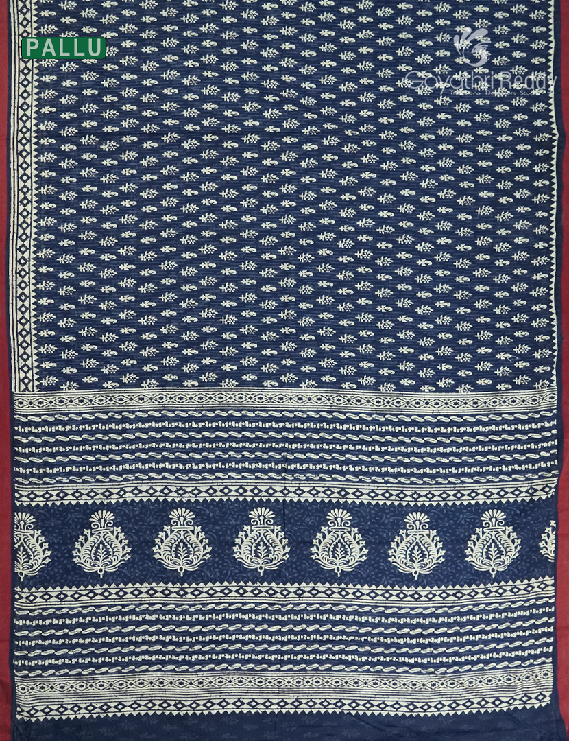 Vidharbha Cotton Saree in Indigo Blue