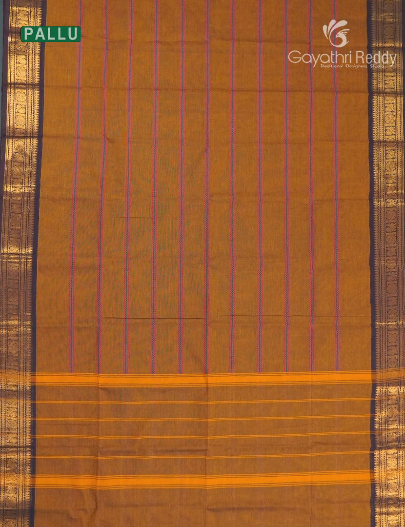 Pure Handloom Cotton Saree in Deep Mustard