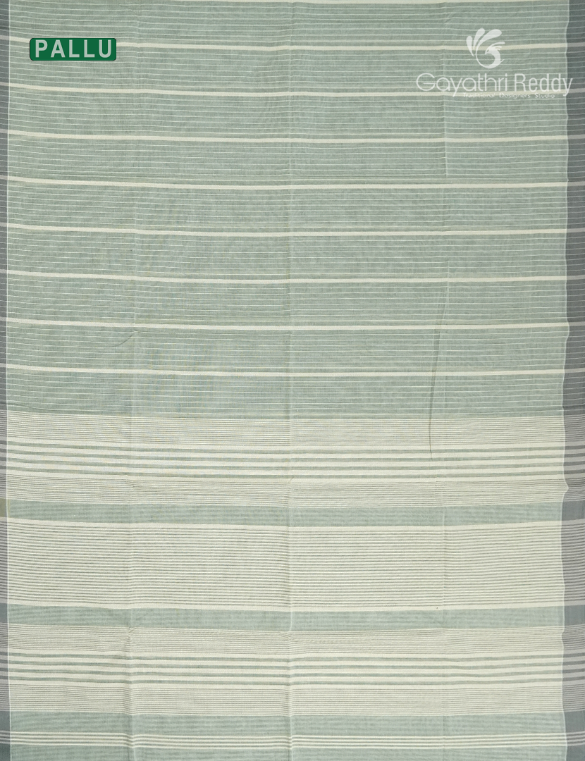 Pure Handloom Cotton Saree in Olive Grey