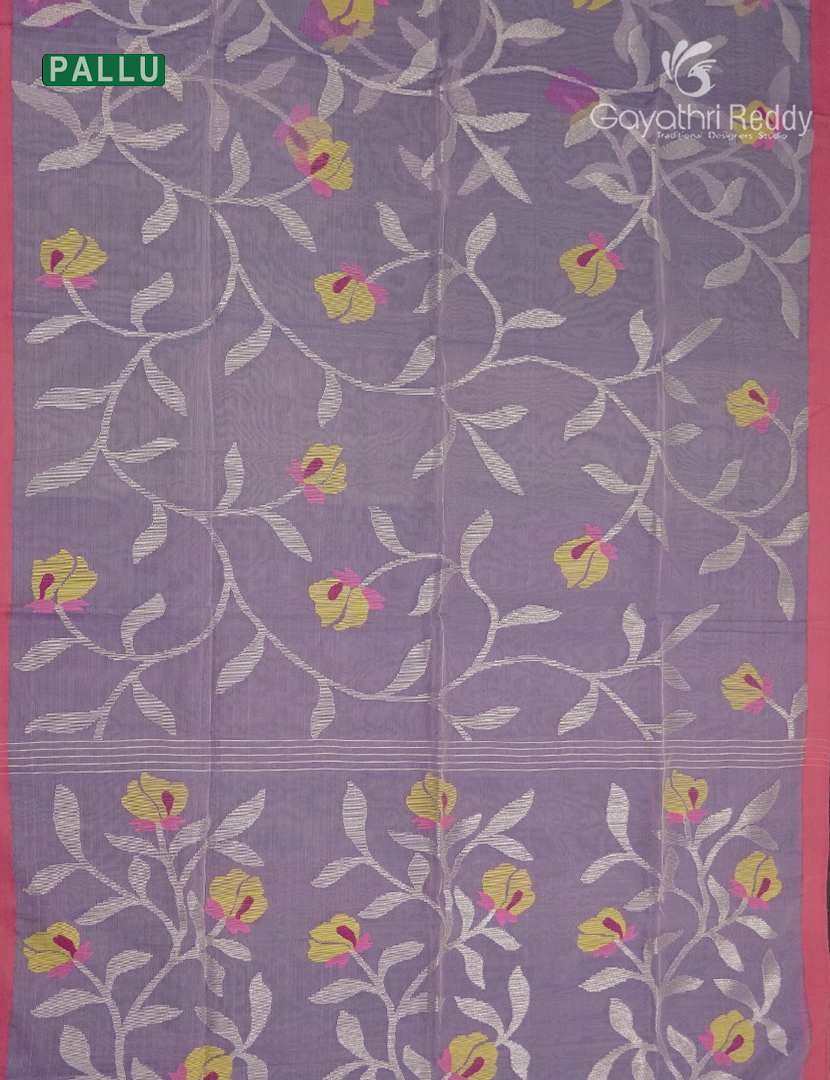 Pure Jamdani Kora Saree in Lavender
