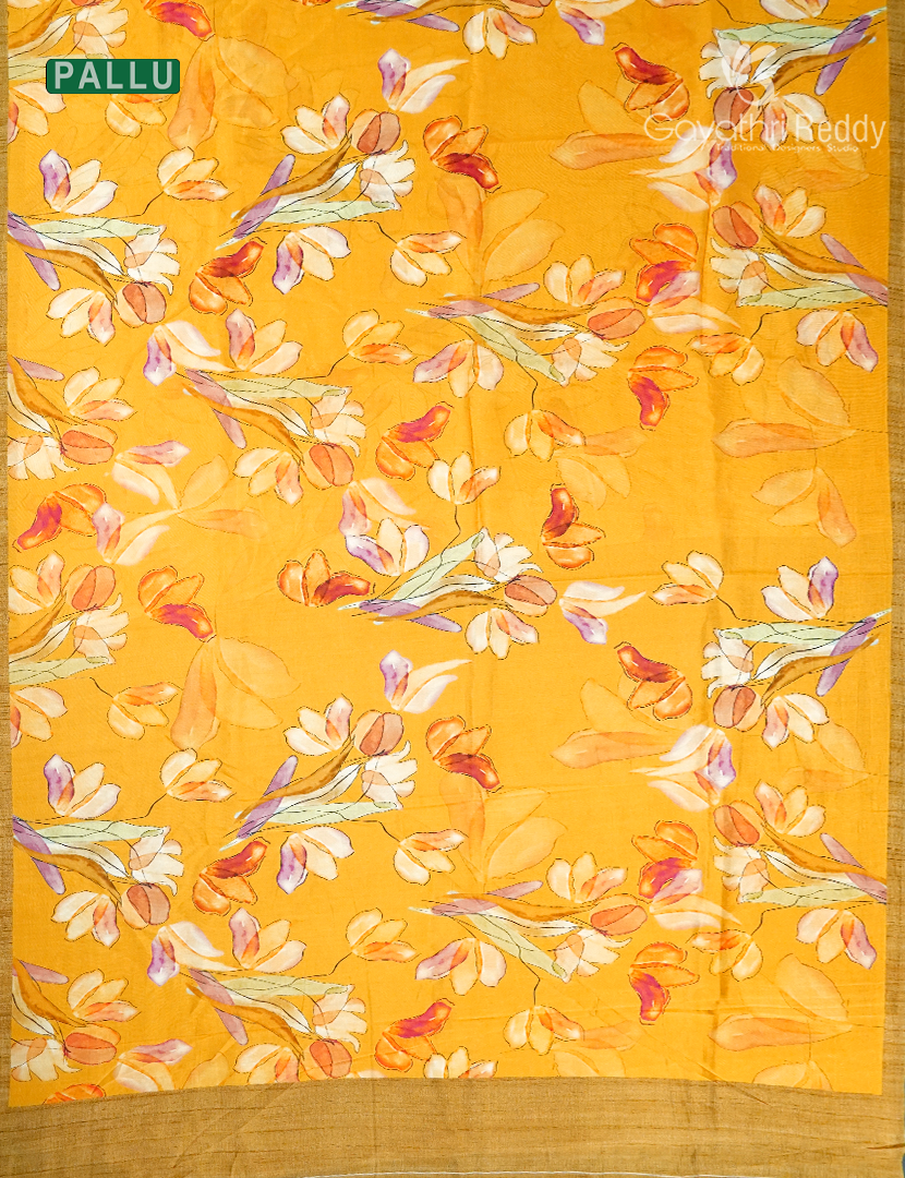 Semi Tussar Silk Saree in Yellow
