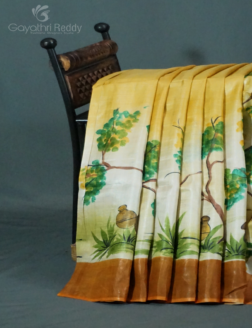 PURE DESI TUSSAR SILK HAND PAINTED-TS792