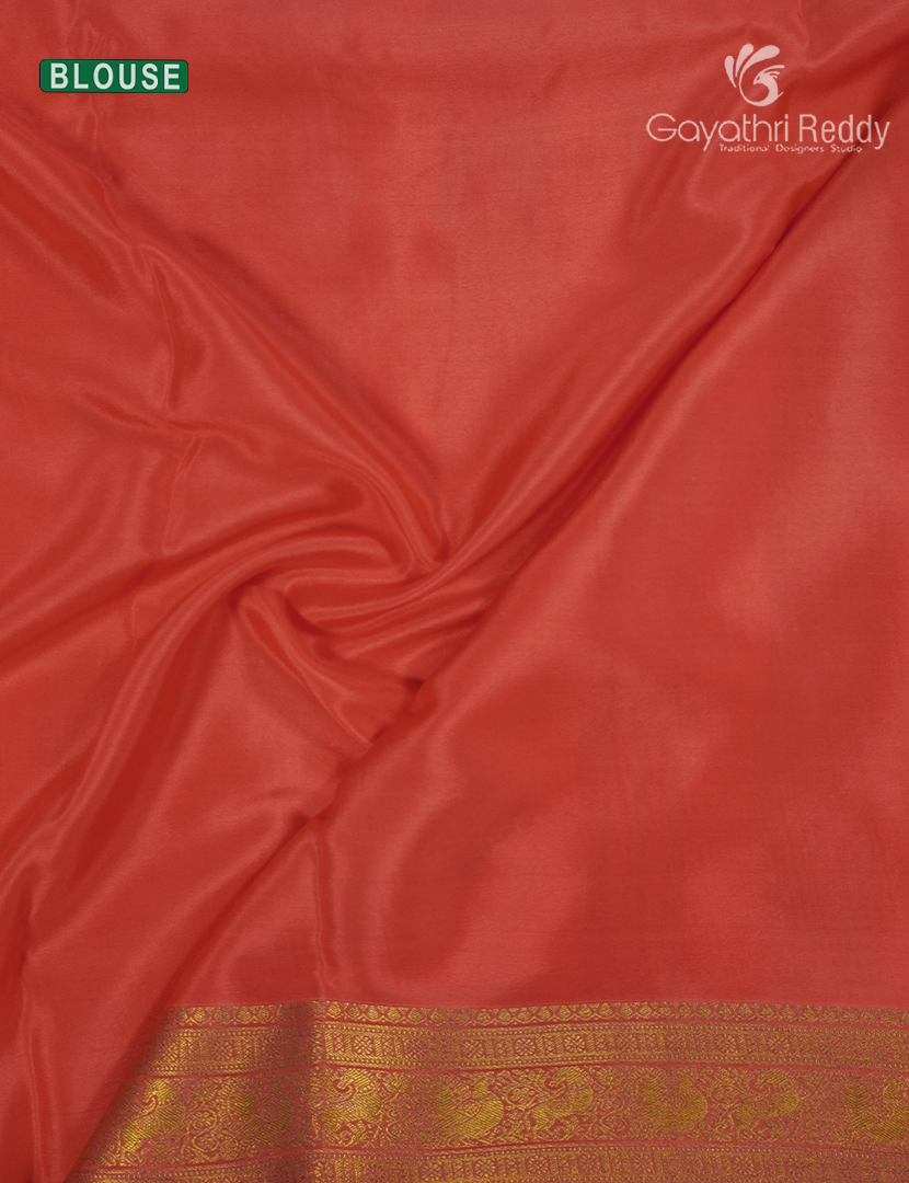 Pure Mysore Silk Saree in Peachish Orange