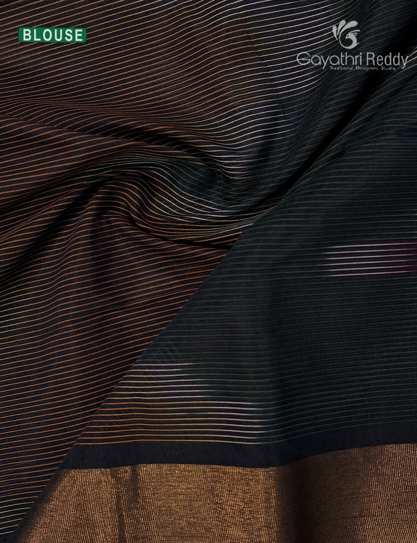 Semi Ikat Sico Saree in Navy Blue
