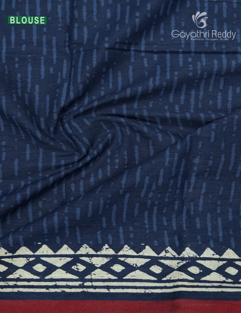 Vidharbha Cotton Saree in Indigo Blue