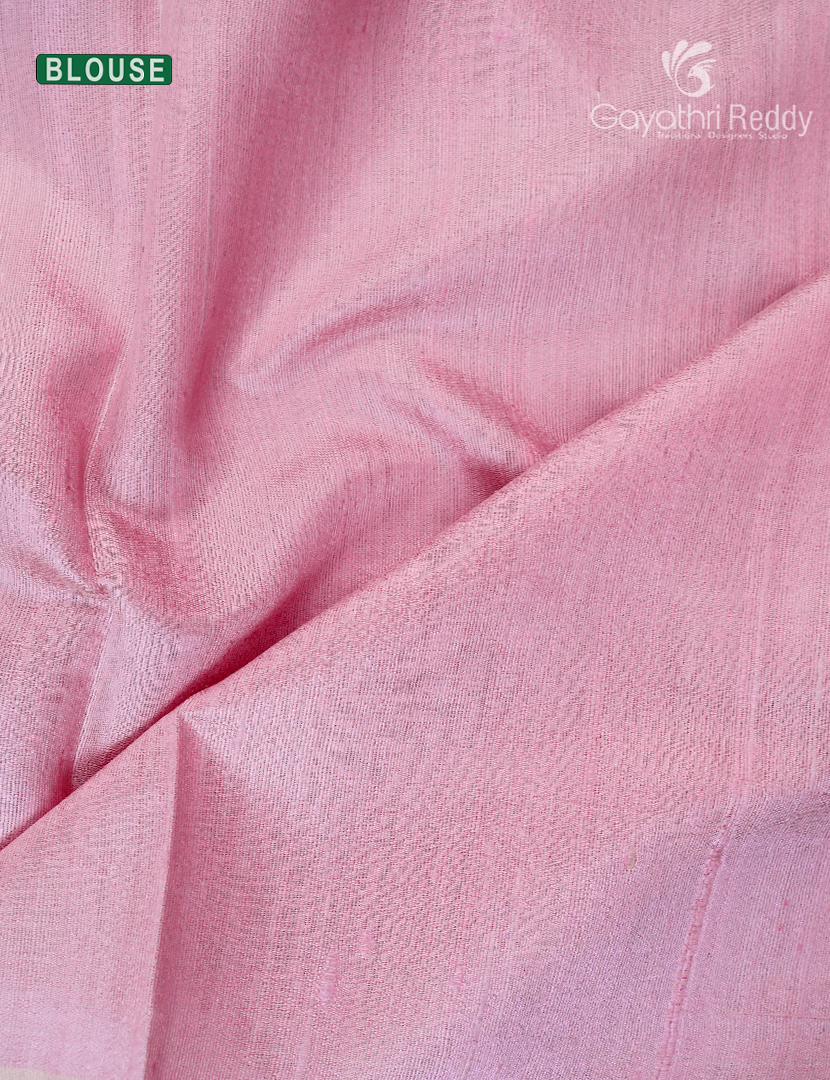 Pure Khadi Pattu Saree in Pastel Baby Pink