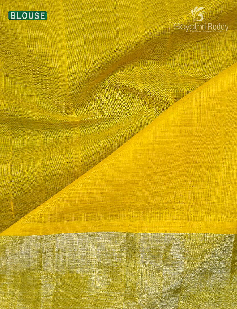 Pure Arani Sico Saree in Sea green and Lime yellow
