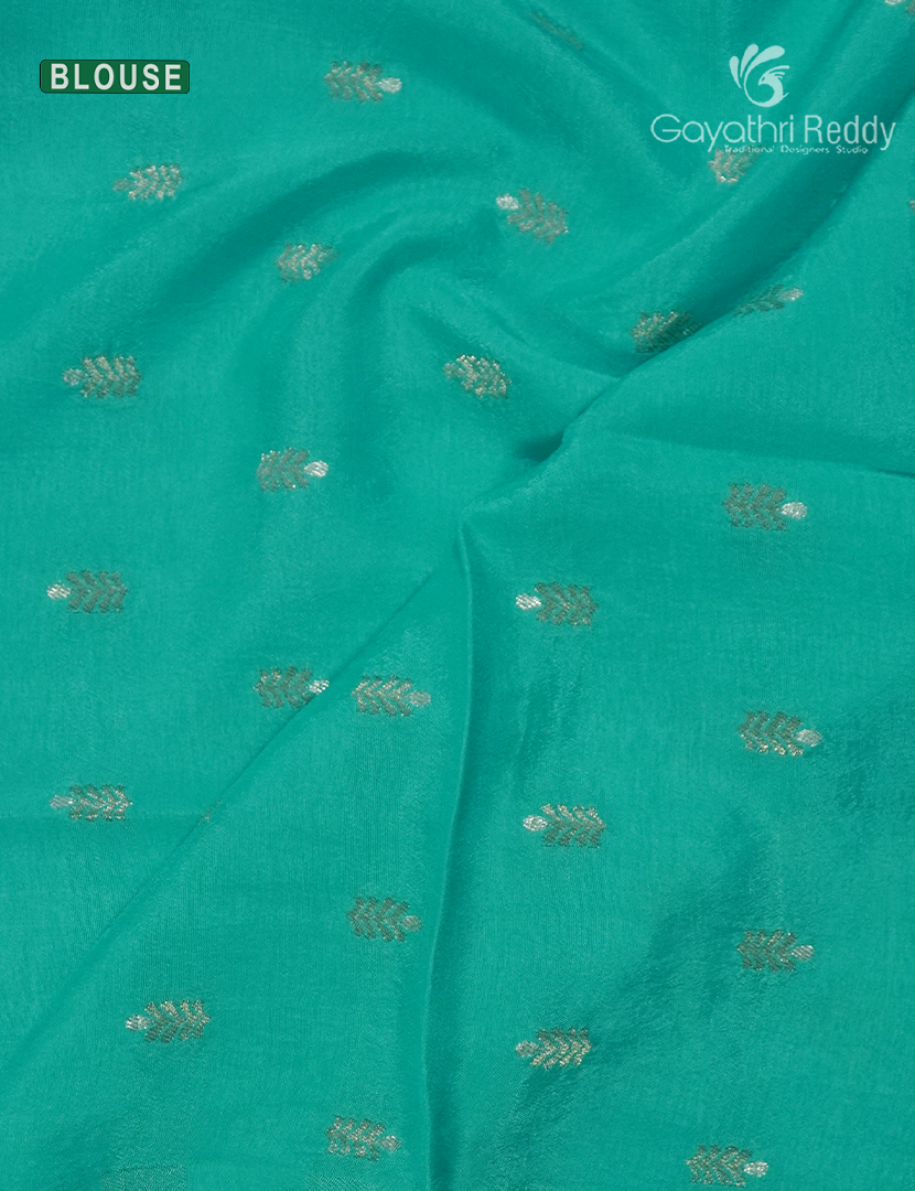 Semi Mysore Crepe Saree in Aqua Blue