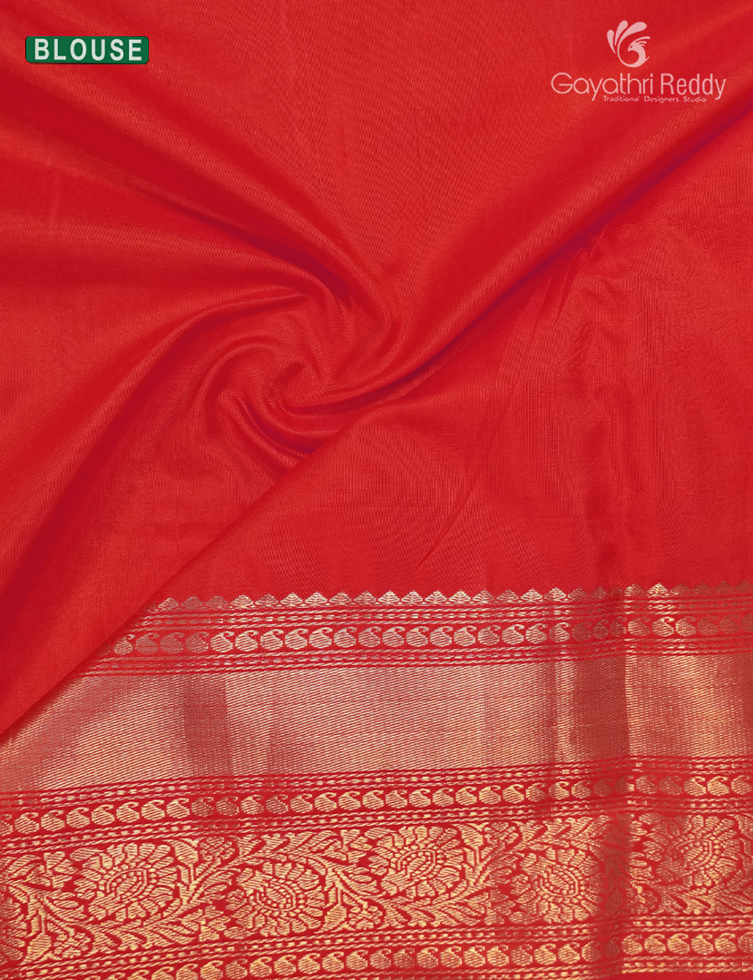 Pure Kanchipuram Silk Saree in Orange