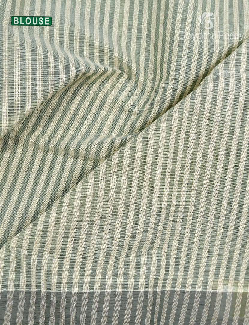 Pure Handloom Cotton Saree in Olive Grey