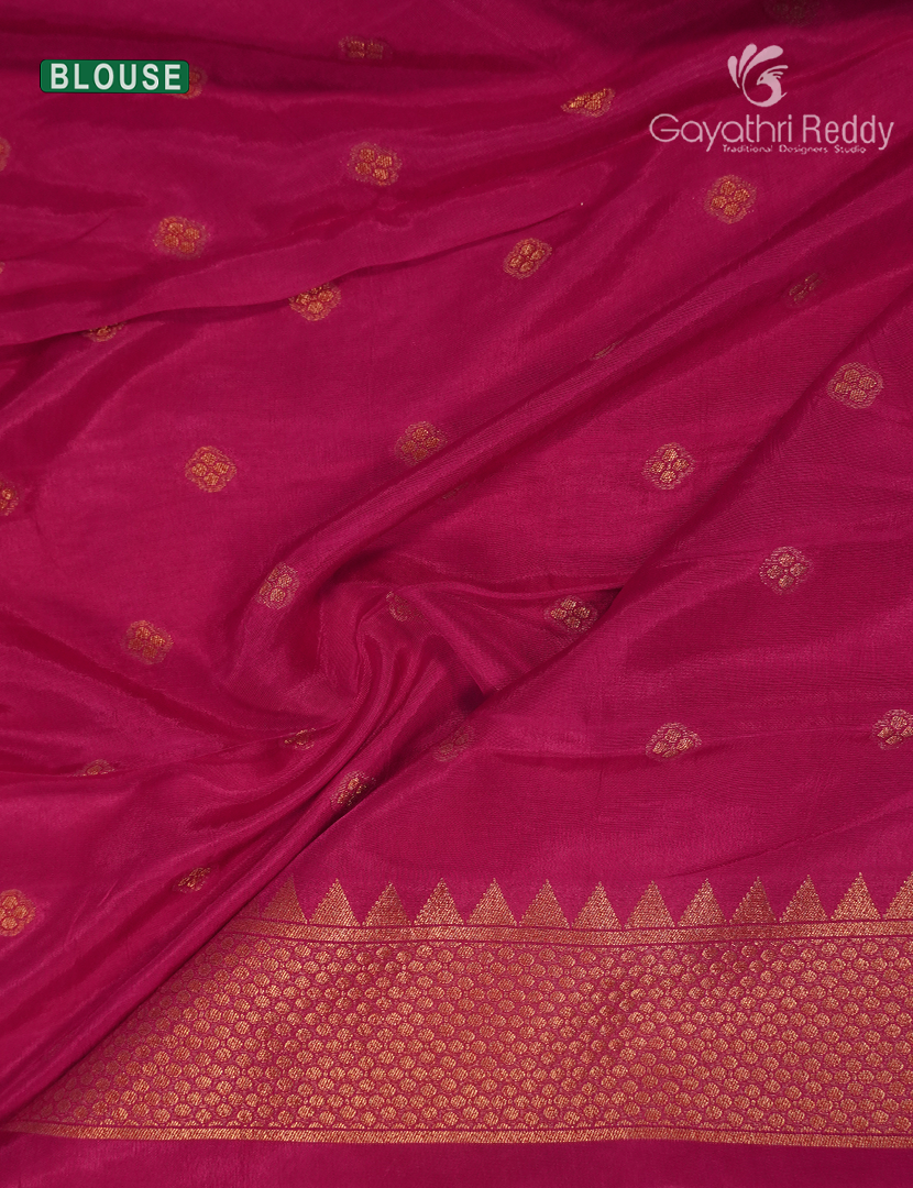 Pure Satin Silk Saree in Rani Pink