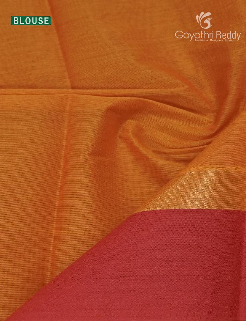Pure Kanchi Cotton Saree in Orange