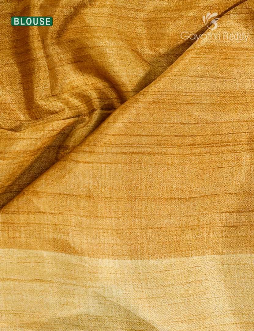 Semi Tussar Silk Saree in Yellow