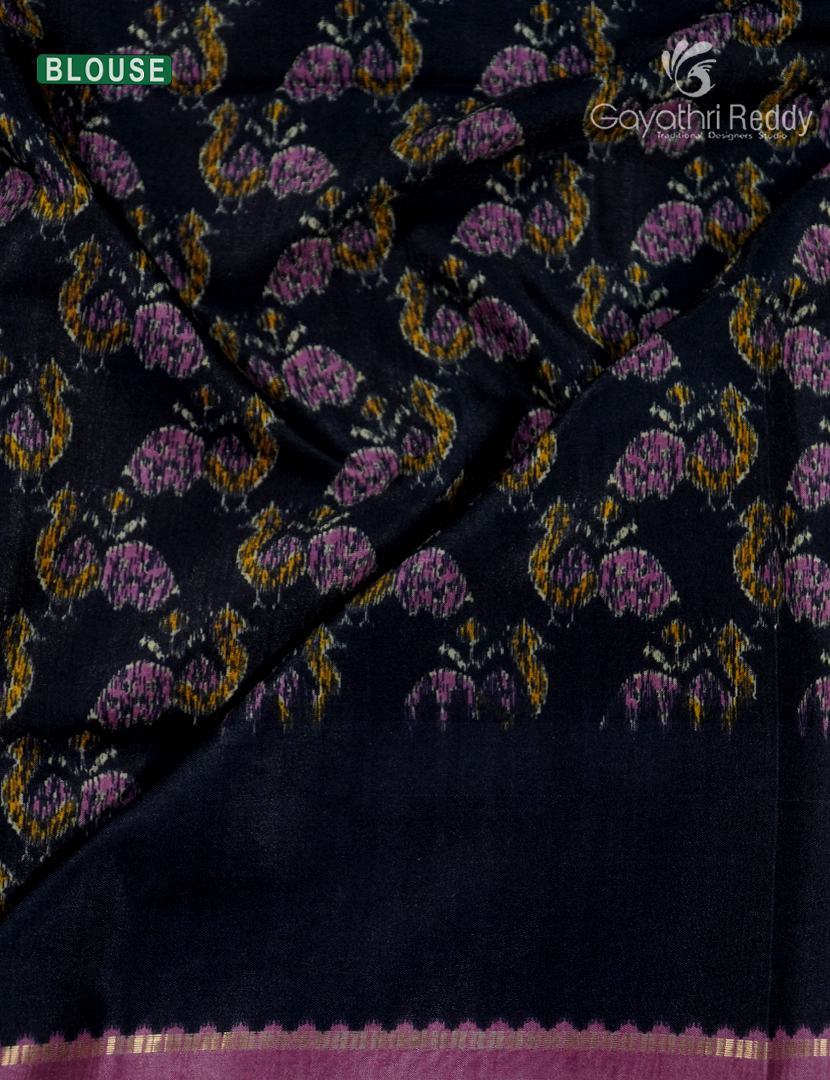 Semi Tussar Saree in Onion Pink and Black