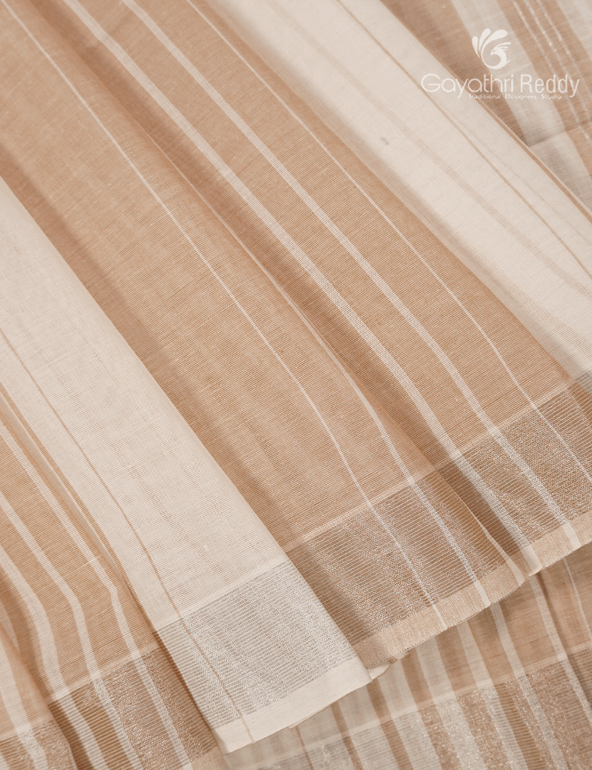 Pure Kanchi Cotton Saree in Cream and Beige