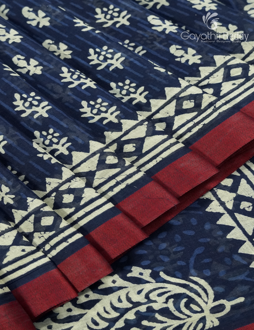 Vidharbha Cotton Saree in Indigo Blue