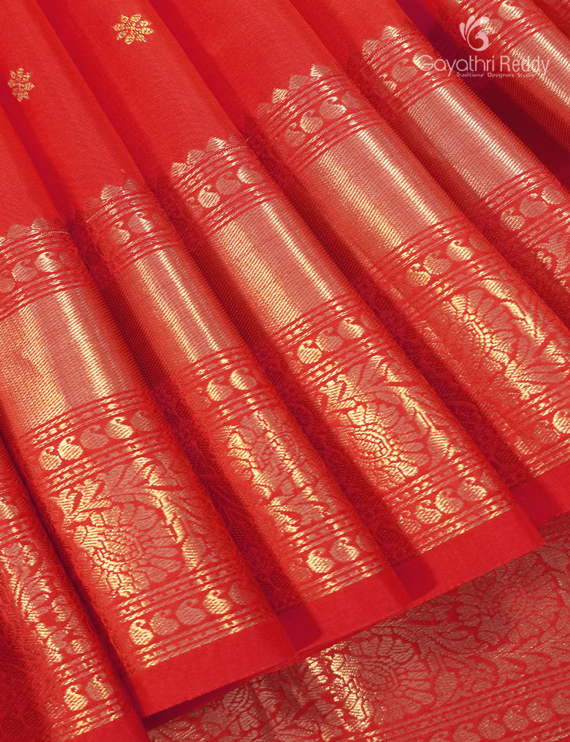 Pure Kanchipuram Silk Saree in Orange