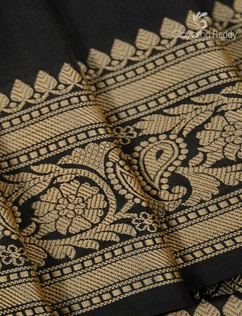 Pure Banaras Katan Silk Saree in Black