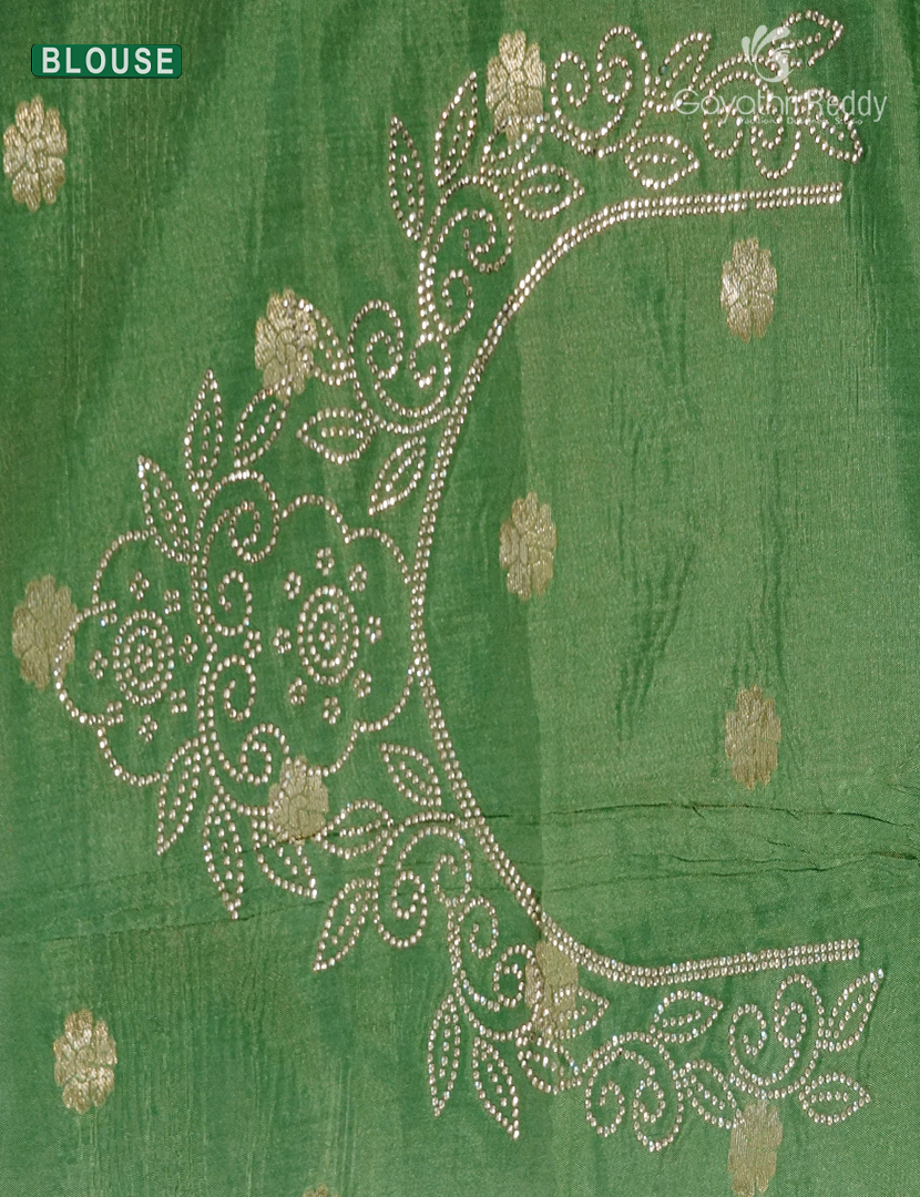 Semi Kanchipuram Silk Fancy  Saree in Light Olive Green  and Mehendi Green