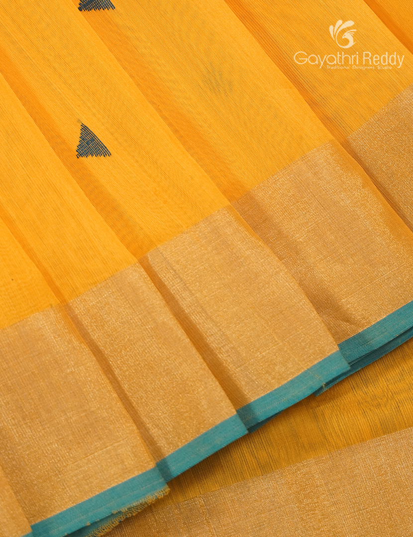 Pure Chanderi Sico Saree in Mango Yellow
