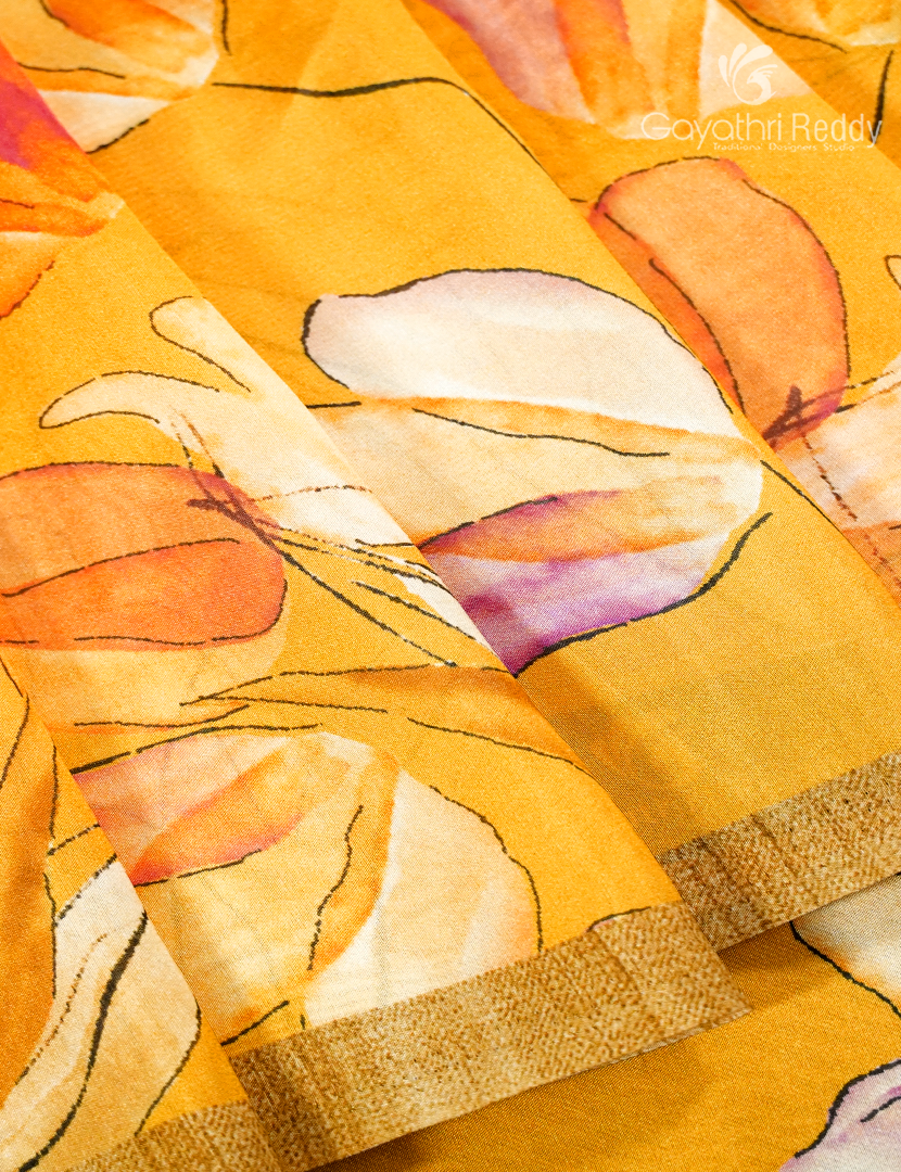 Semi Tussar Silk Saree in Yellow